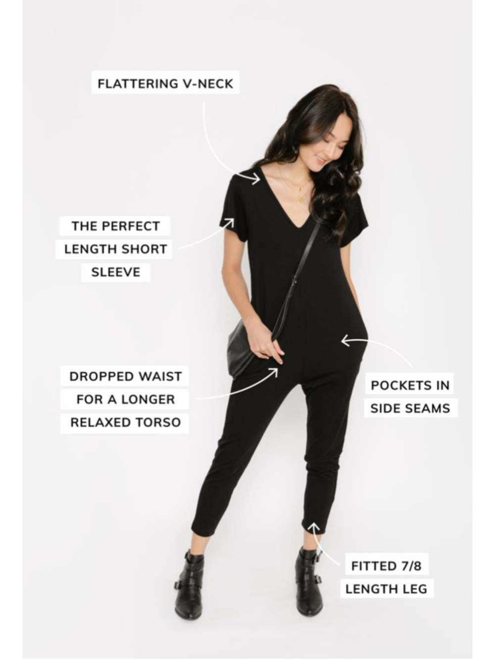 Smash + Tess Sunday Romper Black Jumpsuit Bamboo Short Sleeve Loungewear Medium